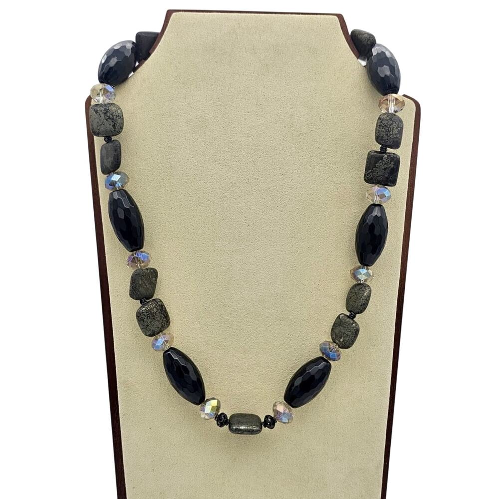 Donna Dressler Sterling Silver Black Beads And Crystals Necklace